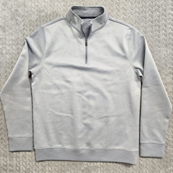 Hickey Freeman Sweater Mens Size Small Gray Striped Light ¼ zip Golf Pullover‎ - Picture 1 of 9